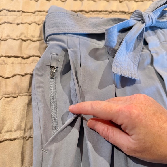 Athleta Skyline Pant II in Blue Star Paperbag Tie Waist Bow High Rise 0 530640 - Picture 4 of 11